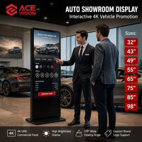 ACEVISION 4K UHD Layar Digital Signage Komersial 43 55 Inci Pemutar Iklan Video Berdiri Lantai dengan Cloud CMS