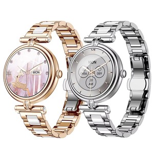 Montre connectée de luxe pour femme Drioshipping, écran 1,09 pouce, surveillance de la santé, appels Bluetooth, étanche IP68, acier, silicone, métal - Product Image 1