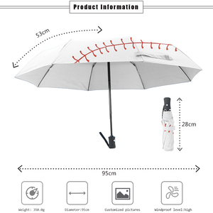 21 inch 3 section folding <b>umbrella</b> 8 rods lightweight promotional wholesale economic log printing <b>umbrella</b> with baseball pattern - Product Image 2