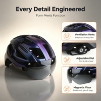 Casque de vélo de route haute performance avec lunettes magnétiques, résistant à l'eau, en PC+EPS, visière transparente - Léger et monobloc pour