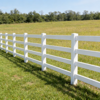 Poteaux de clôture en vinyle PVC blanc robuste à profil épais 4 rails, résistants aux UV et imperméables, 1,5 m de haut x 2,4 m de large pour ranchs équestres et élevages bovins