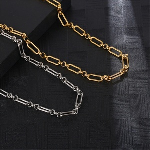Hot Selling Stainless Steel Link Chains Exquisite Gift 18k Gold Plated Paperclip <b>Choker</b> Necklace - Product Image 3