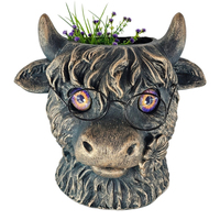 Patung Sapi MGO Highland untuk Dekorasi Taman, Pot Bunga Lucu, Ornamen Rumah, Hadiah Kreatif