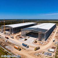 Entrepôt en acier préfabriqué, atelier industriel robuste, bâtiment à structure métallique préconçue
