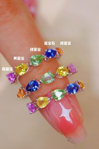 Anillo de Piedras Preciosas de Colores con Forma de Gota de Agua, de Oro Sólido de 18K, Bonito y Elegante, Estilo Y2K, de Xinfly - Product Image 5