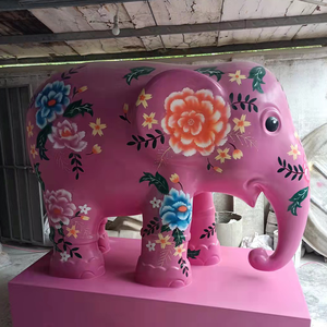 Tượng voi bằng sợi thủy tinh tùy chỉnh, trang trí ngoài trời, nghệ thuật lớn, được tạo hình thủ công, kích thước như thật, được sơn FRP - Product Image 5