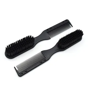 Custom Logo Black Plastic Beard Comb Double Side Hair Cleaning Brush For Barber