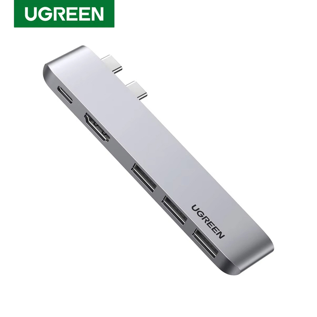 UGREEN 5 in 2 USB Hub Type C to 4K HD-MI Thunderbolt 3 100W Power Delivery 3 USB 3.0 Port Adapter Dock Station for MacBook