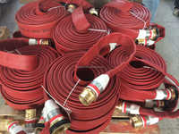 Tuyau d'incendie en caoutchouc Nitrile Layflat Dia1.5 "20M W.P.20BAR rouge en aluminium noir enduit Machino couplage anneau en