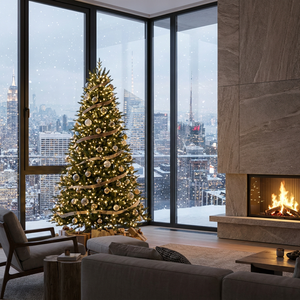<span class=keywords><strong>Sapin</strong></span> de Noël artificiel haut de gamme de 2,3 m pré-éclairé, en PE 100 % toucher réel, avec lumières LED certifiées, alimentation USB de haute qualité - Product Image 1