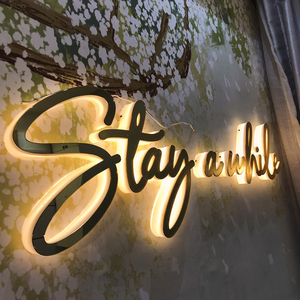 Ezd Tùy Chỉnh Laser Cắt Kim Loại 3D Backlit Ánh Sáng Vàng Sáng Salon Cửa Hàng Trong Nhà Quảng Cáo Biểu Tượng Hiển Thị Kinh Doanh Dấu Hiệu - Product Image 3