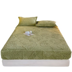 Luxury Ultra-Soft Butterfly Pattern <strong>Flannel</strong> Fleece 100% Polyester Bed Fitted <strong>Sheet</strong> and Pillowcase for Home Use - Product Image 4