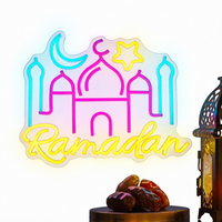 Enseigne néon LED personnalisée Ramadan Lune Étoile Logo Mosquée Lumière Acrylique Montée Blanc Chaud Décoration de Fête