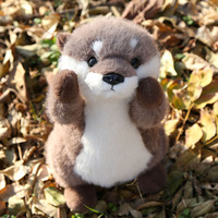 Doll Tribe Blessing Otter Adorable Peluche courte réaliste, apaisante pour les jeunes, cadeau d'anniversaire, en coton PP, avec sac en filet