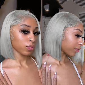 Peluca de pelo peruano Bob recto de doble dibujado HD encaje sin pegamento cabello humano vietnamita crudo Bob por frente de encaje suizo desplumado Perruque - Product Image 2