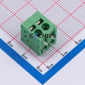 DB241R-5.0-2P-GN Spring Terminal Block Bent Lead Through Hole,P=5mm Connector 1x2P 5mm Green 2P - Product Image 1