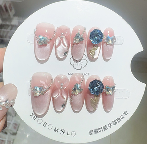 Ensemble de <span class=keywords><strong>faux</strong></span> <span class=keywords><strong>ongles</strong></span> à la mode pour femmes élégantes pointes de presse élevées conception oblongue mixte réutilisable pour l'application des doigts - Product Image 3