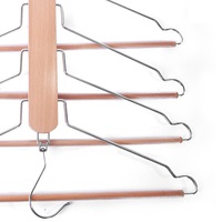 LM4806A Cintre en bois et métal à 4 couches de haute qualité pour jeans avec barre en bois