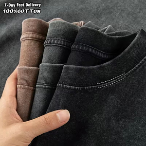 사용자 정의 로고 빈티지 산성 세척 T 셔츠 남성 고민 헤비웨이트 면 빈 대형 티셔츠 100% 면 남성용 티셔츠 - Product Image 1