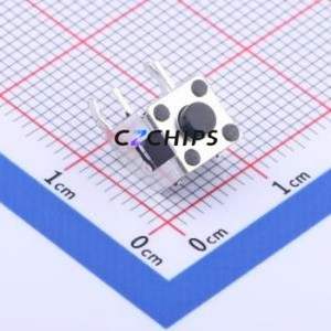 GT-TC166B-H060-L10 Tactile Switch Through hole Switch Single Pole Single Throw Round Button 70gf Right Angle Insert - Product Image 1