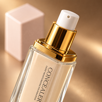 Flacon en verre rectangulaire plat de 30 ml avec pompe et capuchon carré pour crème BB, correcteur, emballage cosmétique
