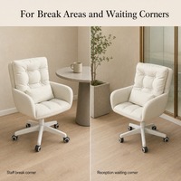 Chaise de bar en cuir réglable à dossier haut avec coussin lombaire capitonné ivoire pour la maison, le bureau, la chambre, l'espace de lecture, l'hôtel, la salle à manger