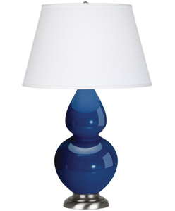 Double Gourd Blue Ceramic Table Lamp for Living Room with White Drum <b>Shade</b> Decor for Living Room Bedroom House Bedside - Product Image 1