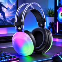 Casque de jeu sans fil avec éclairage LED RVB dégradé, casque stéréo avec basses puissantes pour ordinateur portable et joueurs