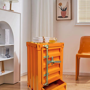 Armoire de rangement en fer de style industriel moderne Table de chevet en fer vintage Boîte décorative Conteneur nostalgique Ornement sûr - Product Image 3