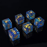 Dés en résine à bords vifs personnalisés D6 faits à la main, thème Céleste Soleil Lune Étoile pour jeux de table RPG, Donjons et Dragons L8-D6