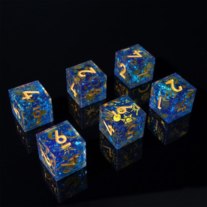 Dés en résine à bords vifs personnalisés D6 faits à la main, thème Céleste Soleil Lune Étoile pour jeux de table RPG, Donjons et Dragons L8-D6 - Product Image 6