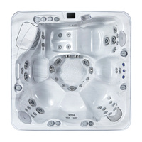 VIRLUX Spa extérieur pour 6 personnes avec chaise longue ergonomique, 50 jets d'hydrothérapie, éclairage d'ambiance LED, design en acrylique peu encombrant