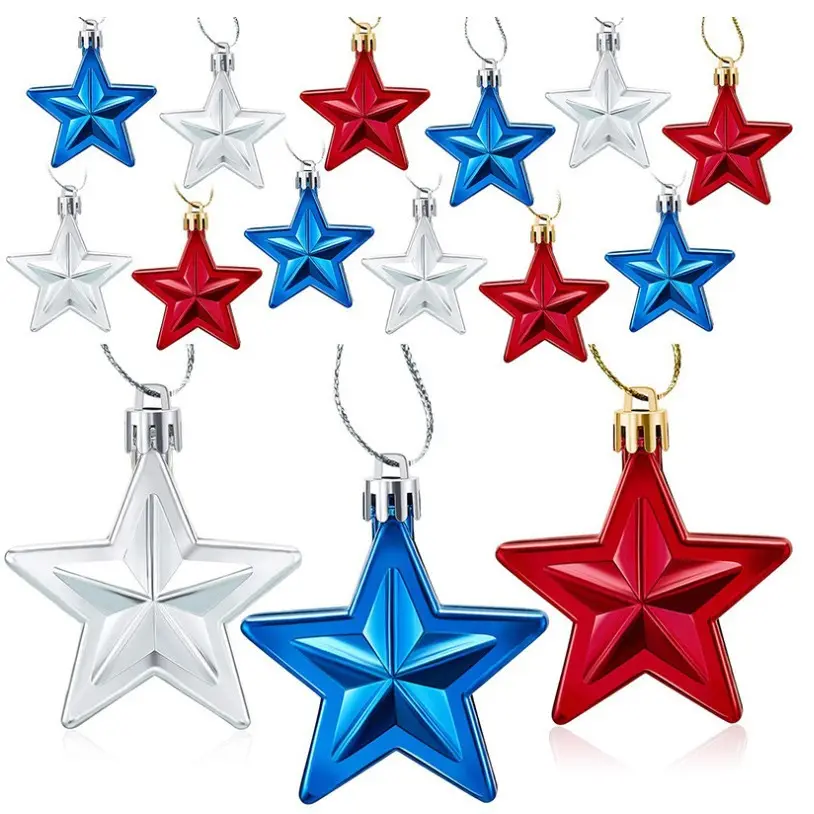 American Independence Day Patriotic Ball 7CM 3D Christmas Pentagram Labor Day Party Christmas Tree Decoration Small Pendant