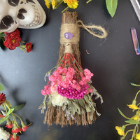 Pendentif de voiture, mini balai de sorcière, pendentif artisanal, balais de fleurs séchées pour festivals, fournitures de mariage et de festivals