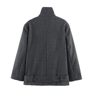 <span class=keywords><strong>Cappotto</strong></span> Invernale da Donna 2026 Personalizzato in Lana Doppiopetto Oversize con Revers a Risvolto e Cintura in Vita, Stile Vintage OEM - Product Image 5