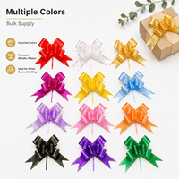 Emballage cadeau saisonnier avec nœud à tirer et bordure dorée, plusieurs couleurs, pour les magasins de détail, les événements, les paniers-cadeaux et la vente en gros