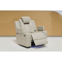 Sofá Reclinable Cuadrado de Cuero Reversible con Luces LED y Función de Reposacabezas, Mueble para Apartamento con Relleno de Esponja - ¡Gran Oferta!