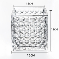 Vase rond transparent épais au design moderne pour boule Vase carré hydroponique à pois ronds en verre
