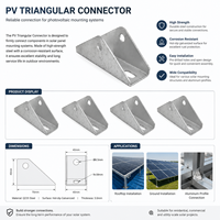 Connecteurs photovoltaïques triangulaires à angle droit, surface anodisée, alliage d'aluminium, supports de montage solaire, toit en acier