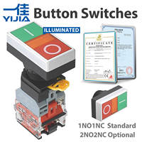 LA36-D 22MM Tombol Tekan Ganda Beriluminasi Momentary ON/OFF Kontrol Daya 10A Arus Tinggi Dengan LED Tinggi YJ139-LA38