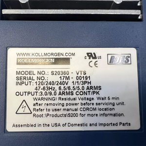 Nuevo Variador de Frecuencia Original Kollmorgen DRIVE S20360-VTS 120/240V 1/1/3HP 47/63HZ 6.5/5.0 - Product Image 5