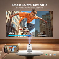Proyektor LCD Pintar Android Mini Native 720P 200 ANSI Lumens Auto Keystone Video 8K Suara HIFI Proyektor Home Theater Portabel