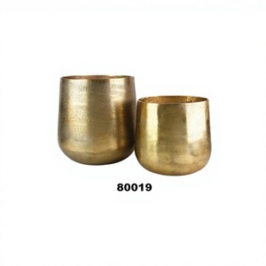 Offre Spéciale meilleure qualité 2 pièces jardinière latérale ronde en laiton doré pour la décoration de la maison et du jardin - Product Image 1