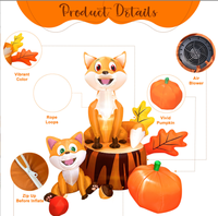 Ensemble Gonflable Renard d'Automne, Arbre, Bouleau et Citrouille avec Décorations Feuilles d'Automne et Pommes, LED Intégrées pour Ambiance de Récolte et de Thanksgiving dans la Cour