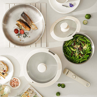 Ensemble de casseroles isothermes en acier inoxydable blanc avec couvercle en verre, pots de cuisson isolés, pot à soupe et à ragoût pour la cuisine à domicile