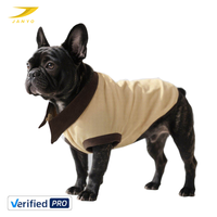 Veste pour chien en toile kaki durable avec garniture marron, manteau pour chien pour la promenade en extérieur avec boutons-pression