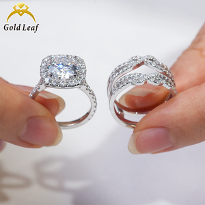 Joyería fina <span class=keywords><strong>cara</strong></span> americana personalizada 14K 18K oro blanco IGI Report DEF VVS compromiso de boda laboratorio cultivado juegos de anillos de diamantes - Product Image 4