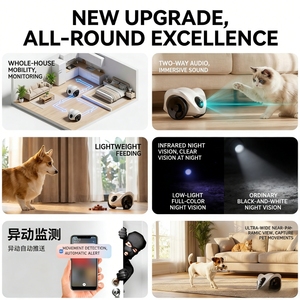 Nouveau robot compagnon intelligent pour animaux de compagnie |   Caméra de surveillance <span class=keywords><strong>mobile</strong></span> pour chiens et chats |   Télécommande, alimentation automatique visuelle et programmée - Product Image 2
