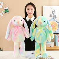 Boneka Kelinci Telinga Lebar Warna-warni, Boneka Kelinci Lucu Lembut, Bantal Teman Nyaman untuk Tidur, Mainan Boneka Plush