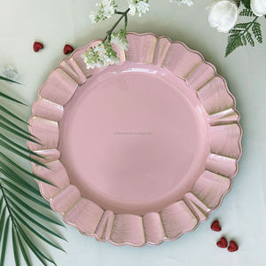 Assiettes de présentation dorées en acrylique élégantes pour mariage, décoration de table, vente en gros - Product Image 4